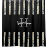 モノグラム名ブラックシャワーカーテン シャワーカーテン (正面)