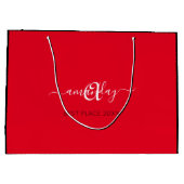 モノグラム名ブラックレッドショップ結婚金ゴールド ラージペーパーバッグ (裏面)