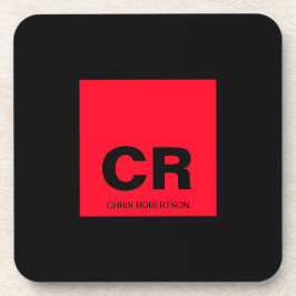 モノグラム名ブラックレッド作成カスタム贈り物 コースター