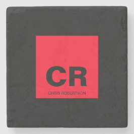 モノグラム名ブラックレッド作成カスタム贈り物 ストーンコースター