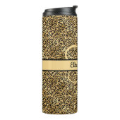 モノグラム名ブラック金ゴールドヒョウ印刷チーズ タンブラー (回転左)