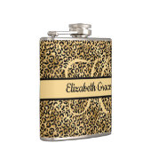モノグラム名ブラック金ゴールドヒョウ印刷チーズ フラスク (右)