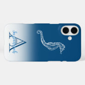 モノグラム名ブルーグラデーショントロピカルシーホース Case-Mate iPhoneケース (裏面 (横))