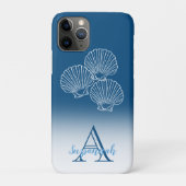 モノグラム名ブルー熱帯グラデーションホタテ貝殻 Case-Mate iPhoneケース (裏)