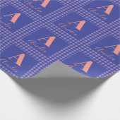 モノグラム名プレイドパープルピンク ラッピングペーパー (角)