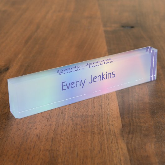 モノグラム名ホログラムスタイル デスクネームプレート (側面)