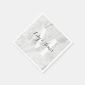 モノグラム名ホワイトグレー結婚大理石の形見 スタンダードカクテルナプキン (角)