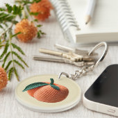 モノグラム名ミニマルクロシェモダンピーチ キーホルダー (正面右)