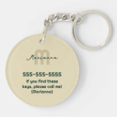 モノグラム名ミニマルクロシェモダンピーチ キーホルダー (裏面)