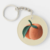 モノグラム名ミニマルクロシェモダンピーチ キーホルダー (正面)