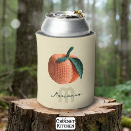 モノグラム名ミニマルクロシェモダンピーチ 缶クーラー