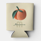 モノグラム名ミニマルクロシェモダンピーチ 缶クーラー (正面)