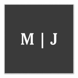 モノグラム名ミニマル白黒結婚の シール