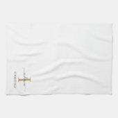 モノグラム名ミニマル金ゴールドグレイスクリプトカスタム キッチンタオル (横)