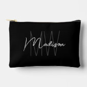 モノグラム名モダンスクリプト白黒 アクセサリーポーチ (正面)