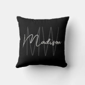 モノグラム名モダンスクリプト白黒 クッション (裏面)