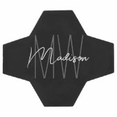 モノグラム名モダンスクリプト白黒 サッカーボール (フラット)