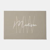 モノグラム名モダンスクリプトBeige ドアマット (正面)