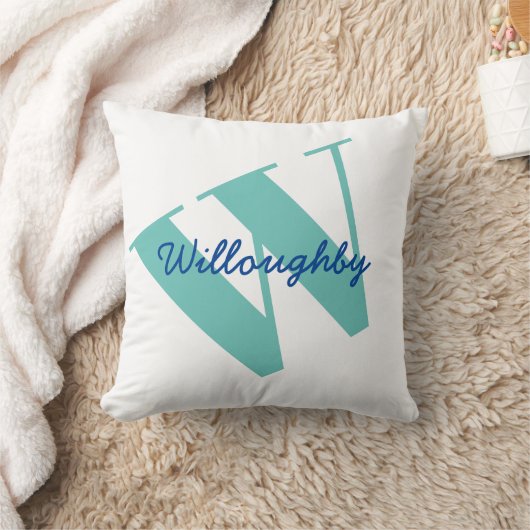 モノグラム名モダンタイポグラフィ クッション (ブランケット)