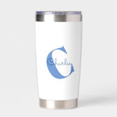 モノグラム名モダンタイポグラフィ 保温保冷タンブラー (背面)