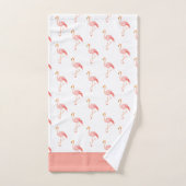 モノグラム名モダンピンクフラミンゴブルーバストウ バスタオルセット (ハンドタオル)