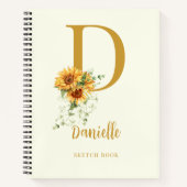 モノグラム名モダンフローラsketchbook ノートブック (正面)