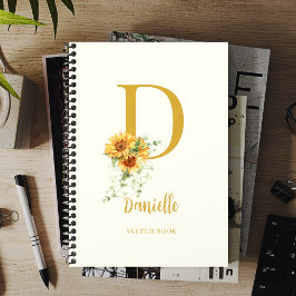 モノグラム名モダンフローラsketchbook ノートブック