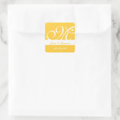 モノグラム名モダン日付結婚式の引き出物シール スクエアシール (バッグ)