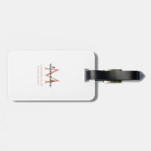 モノグラム名モダン白赤面ピンクブラックシンプル ラゲッジタグ (裏面横)