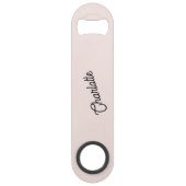 モノグラム名モダン赤面ピンク スピード栓抜き (裏面)