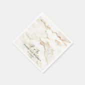 モノグラム名モダン金ゴールドマーブル結婚ズ紙 スタンダードカクテルナプキン (角)