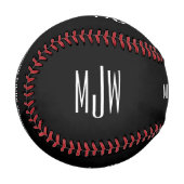 モノグラム名モダン黒 野球ボール (正面左)