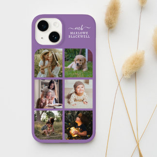 モノグラム名ラベンダーパープル6フォトコラージュ Case-Mate iPhone 14ケース