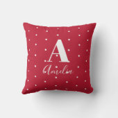 モノグラム名レッド水玉模様パターン クッション (裏面)