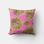 モノグラム名レモン薄切りホットピンクガーリーイエロー クッション (正面)