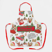 モノグラム名ヴィンテージクリスマス | エプロン (正面)