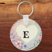 モノグラム名ヴィンテージハートフローラ水色 キーホルダー (裏面)