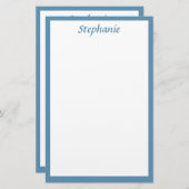 モノグラム名前をカスタムするカラーダスティブルー結婚ズ 便箋 (正面/裏面)