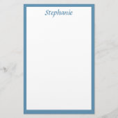 モノグラム名前をカスタムするカラーダスティブルー結婚ズ 便箋 (正面)