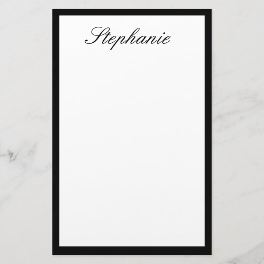 モノグラム名前をカスタムするカラー縁どブラック結婚ズ 便箋 (裏面)