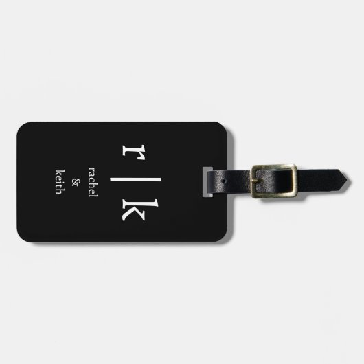 モノグラム名前をカスタムするギフト好意白黒 ラゲッジタグ (正面横)