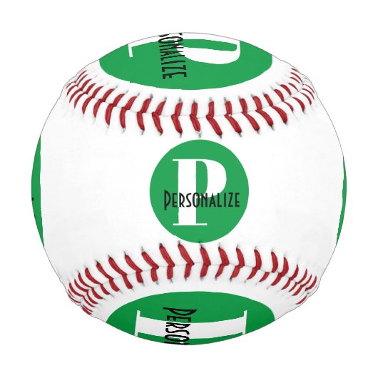 モノグラム名前をカスタムするパーソナライズされたグリーンホワイト 野球ボール (裏面)