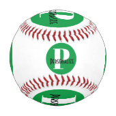 モノグラム名前をカスタムするパーソナライズされたグリーンホワイト 野球ボール (正面)