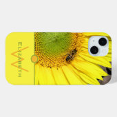 モノグラム名前をカスタムするビーオンサンフラワー写真 Case-Mate iPhoneケース (裏面 (横))