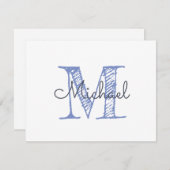 モノグラム名前をカスタムするボーイ ノートカード (正面/裏面)
