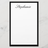 モノグラム名前をカスタムするミニマル結婚白黒 便箋 (裏面)