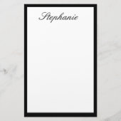 モノグラム名前をカスタムするミニマル結婚白黒 便箋 (正面)