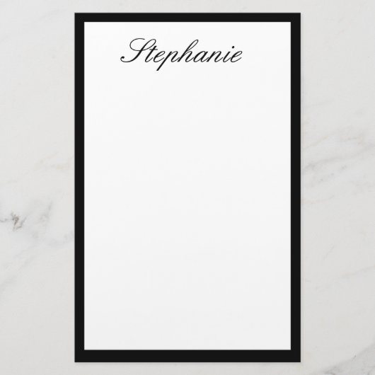 モノグラム名前をカスタムするミニマル結婚白黒 便箋 (正面)