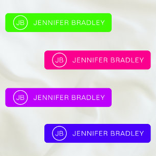 モノグラム名前をカスタムするモダンネオンボーイガール ラベル