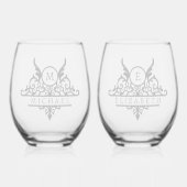 モノグラム名前をカスタムする華美パーソナライズされた ステムなしワイングラス (正面)